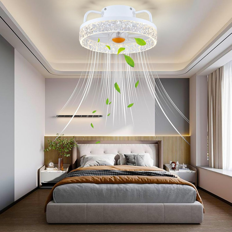 13 petits ventilateurs de plafond encastrés modernes avec lumières et télécommande, Blanc