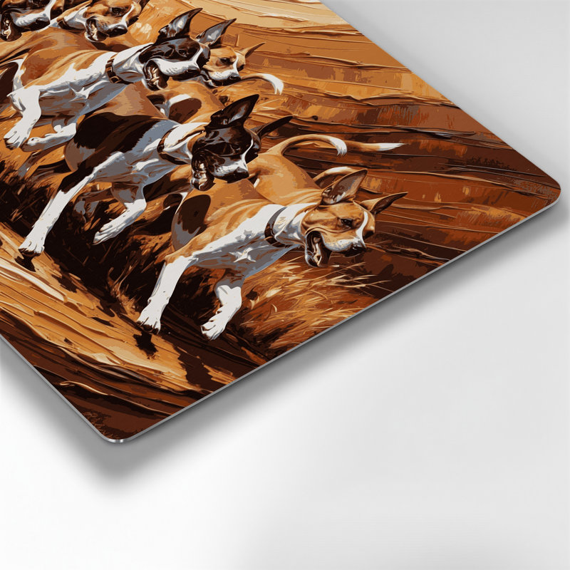Chiens Basenji, art mural en métal brun, H 24 po x l 36 po