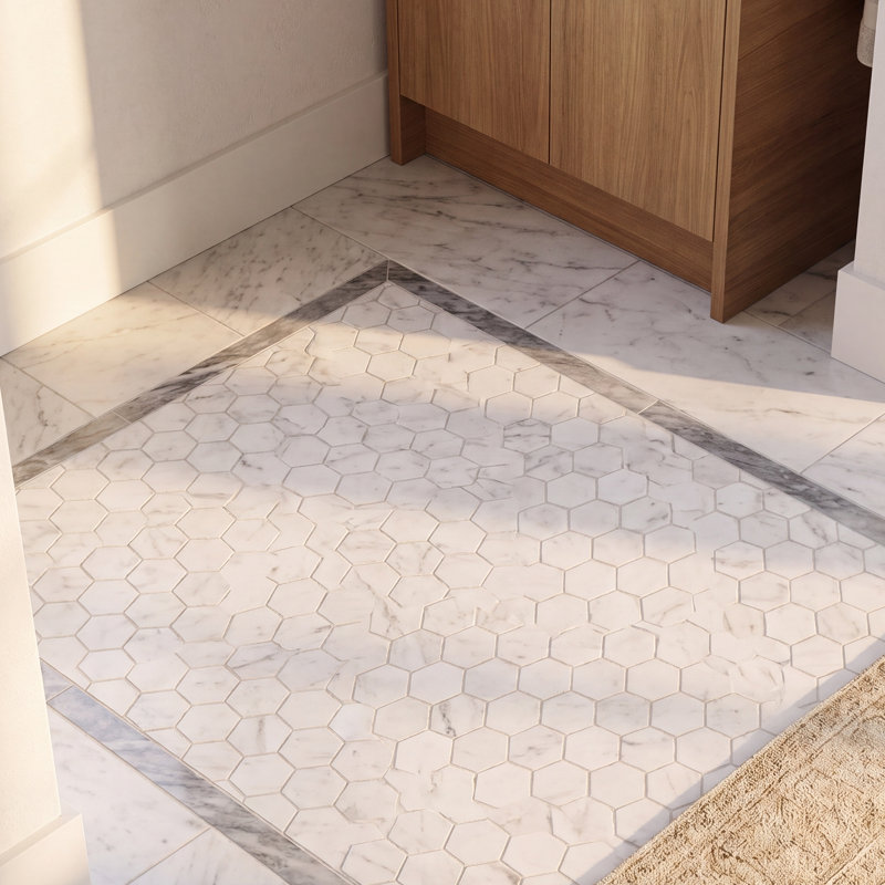 Carreau de mosaïque en marbre 2 po x 2 po Carrara