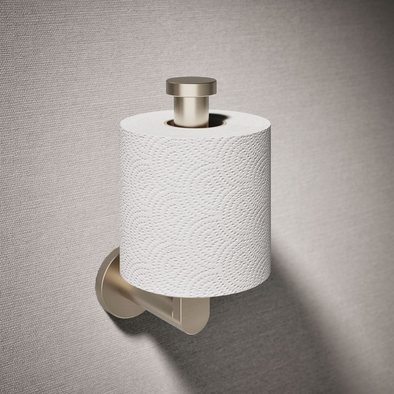 Vertical Wall Mount Toilet Paper Holder, Brushed Gold