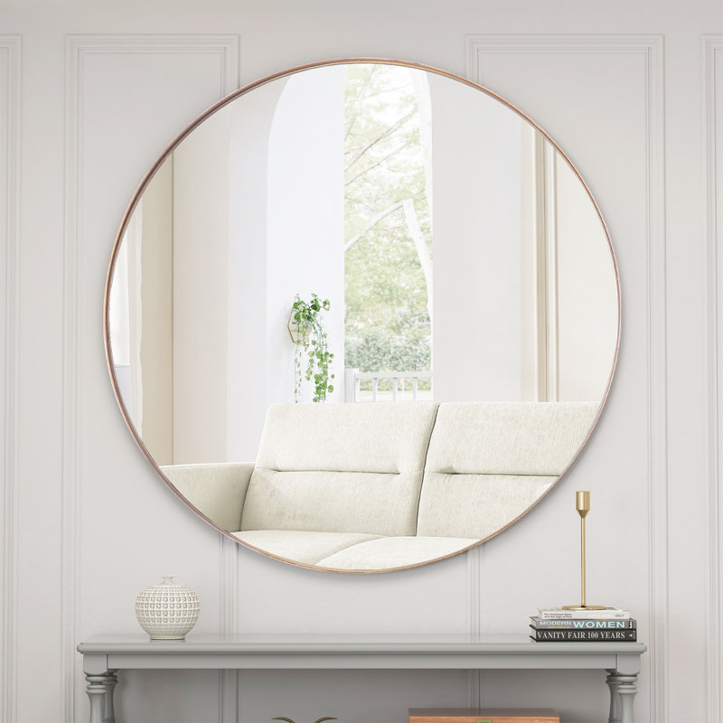 Miroir mural rond en métal