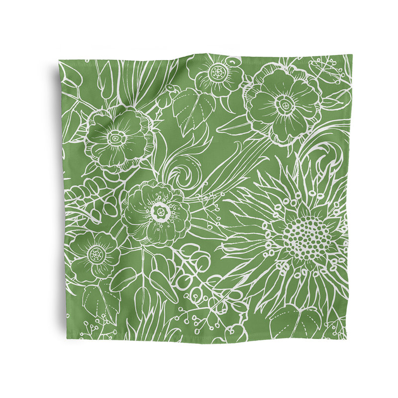 Chavi Polyester Floral Square Napkin, Green