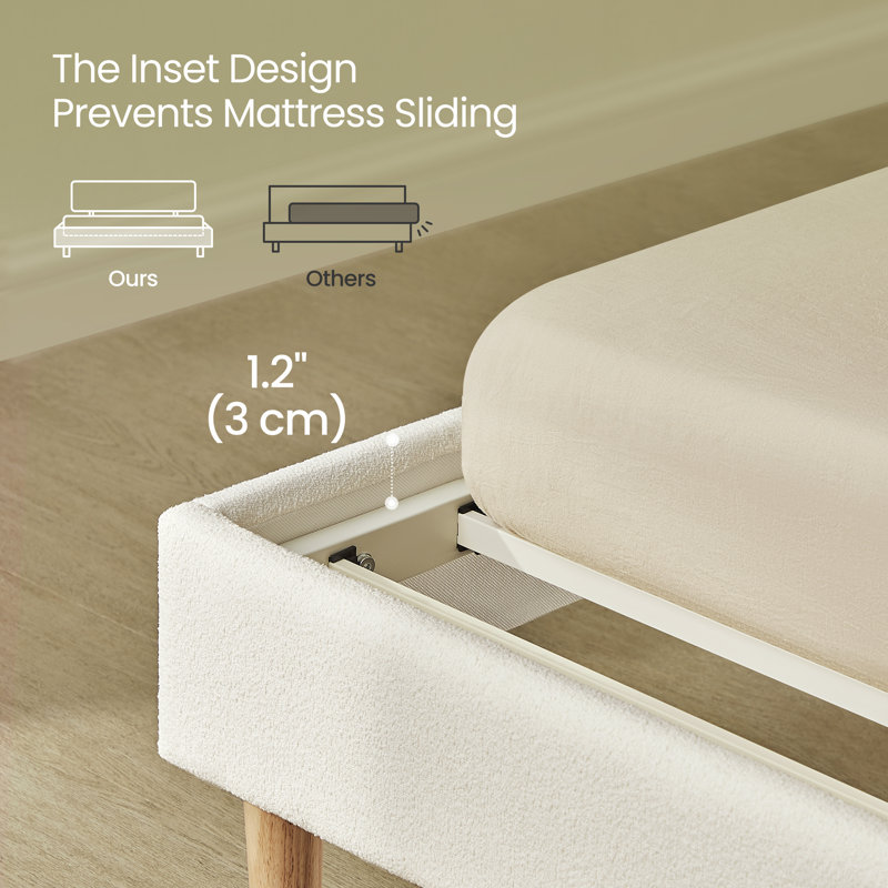 Delaylah Bed Frame, with Rattan-Like Adjustable Upholstered Headboard, Boho Style, Full
