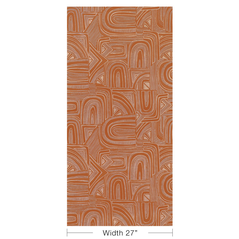 Celeste Timbre Geometric Wood Pulp Blend Pretrimmed Roll, Citrine