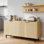 Buffet 58 po avec rangement, pour la plupart des téléviseurs de 70 po, des tablettes amovibles et réglables, une armoire de rangement multifonctionnelle pour la cuisine, la salle à manger et le salon