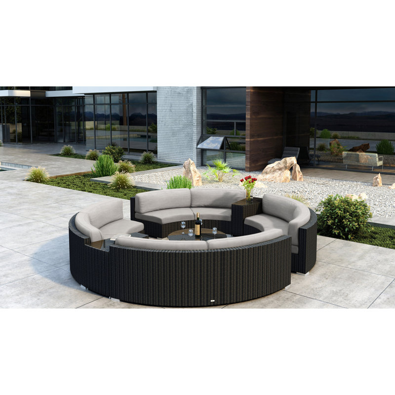 Ensemble de conversation modulaire avec coussins Sunbrella 7 pièces Thornaby, Argent coulé Sunbrella®