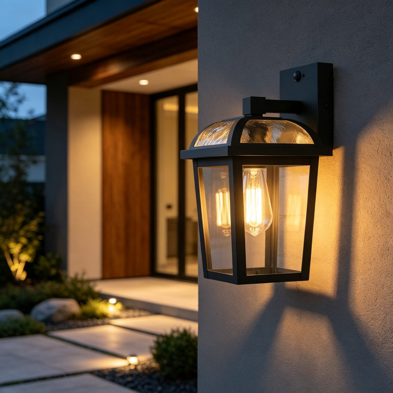 Black Plug-in Outdoor Sconce