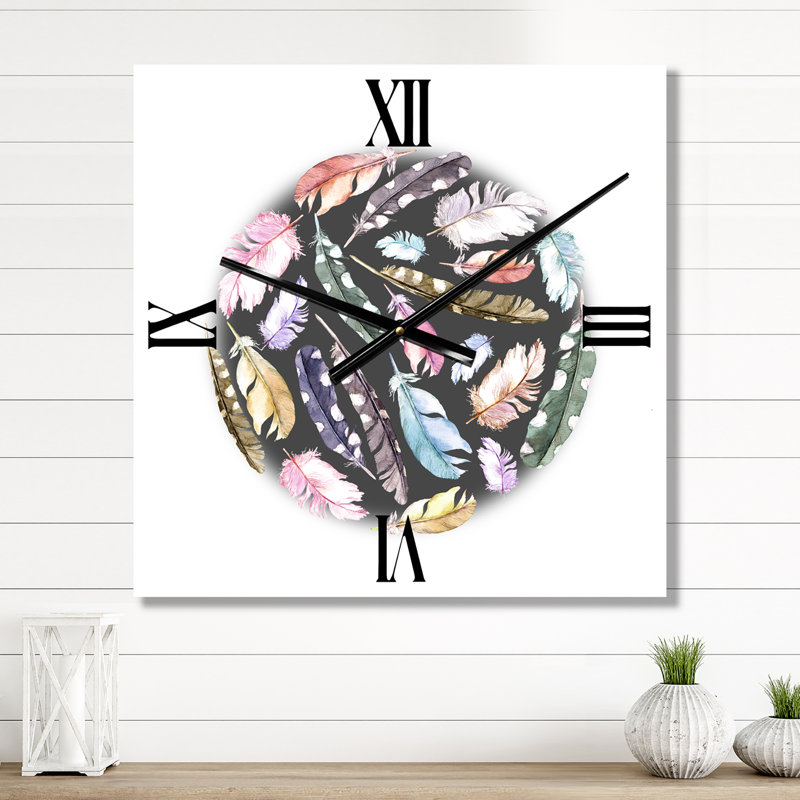 Horloge murale plumes en cercle, Grand
