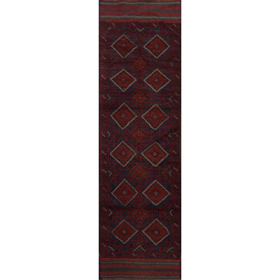 Tapis de couloir rouge en laine de conception unique 8 pi 5 po x 2 pi 0 po