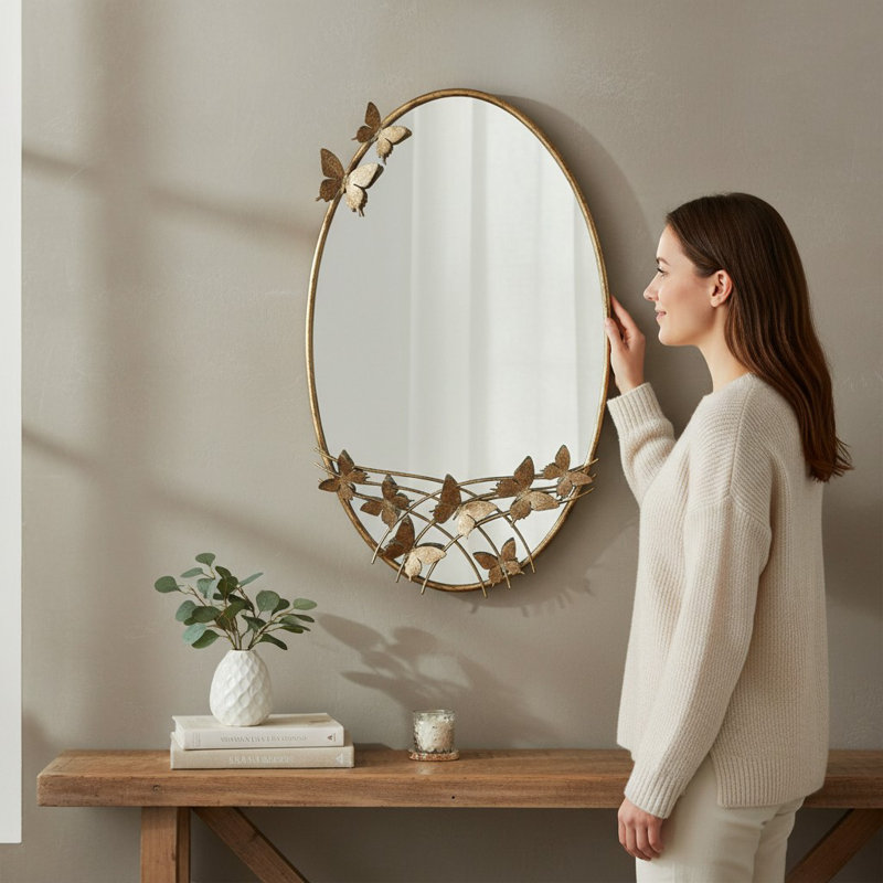 Metal Oval Mirror