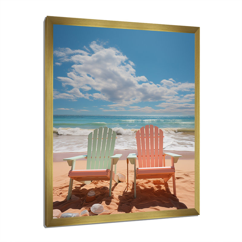 Nautique et plage, art mural sur toile, H 20 po x l 12 po x P 1 po, Encadrement doré
