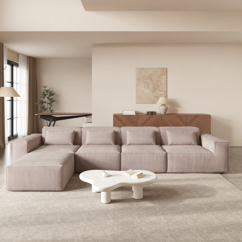 Canapé modulaire 5 pièces avec repose-pieds, Khaki Foam