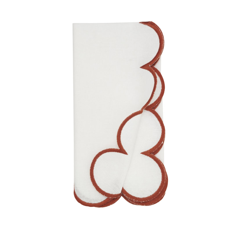 Paddock 100% Cotton Rectangle Napkin, White/Rust