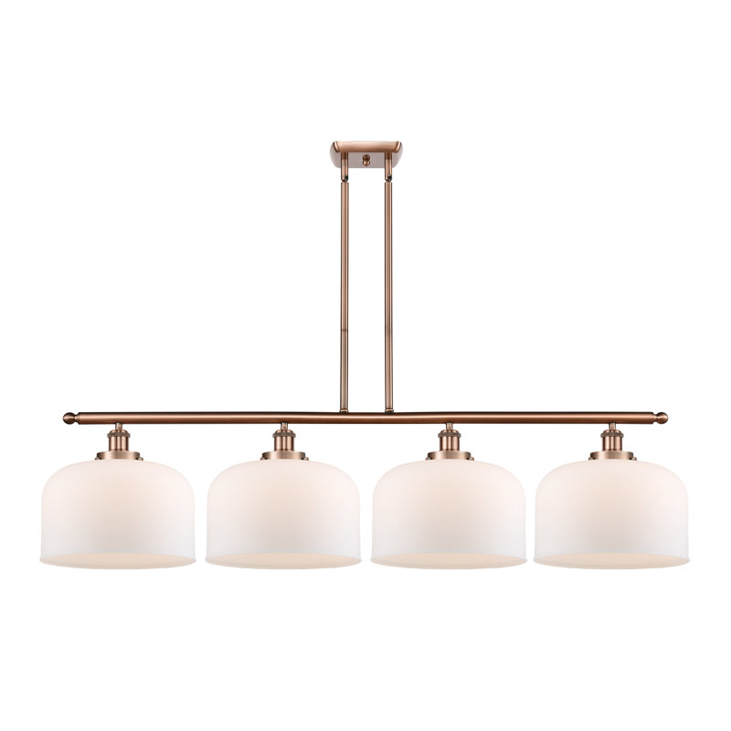 Lattimer 4 - Light Kitchen Island Pendant, LED, Antique Copper, Matte White