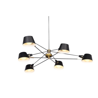 Lustre moderne en fer noir 6 lumières Maccarone