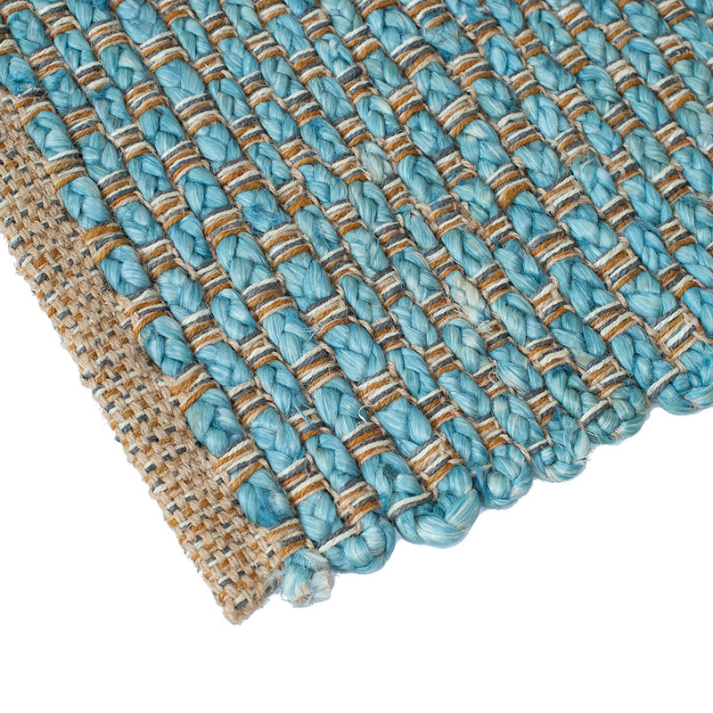 Tapis bleu en jute / sisal tressé Laverton, Rectangle 8 pi x 10 pi