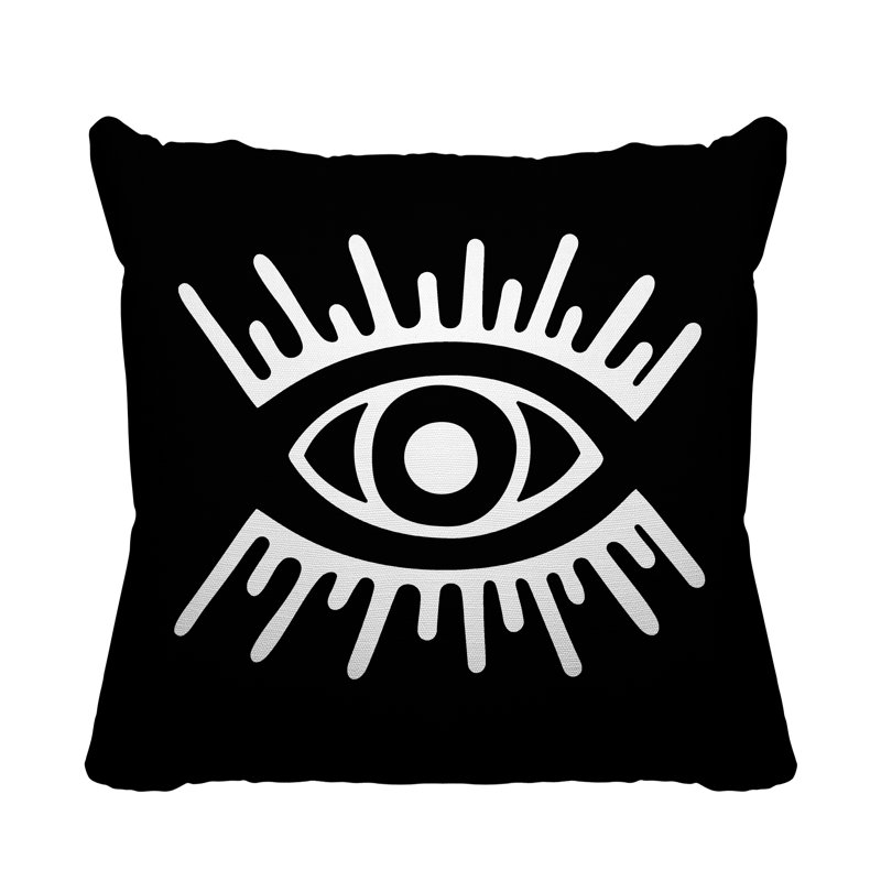 Coussin intérieur / extérieur Miranda Evil Eye, L 19 po x H 19 po, Noir