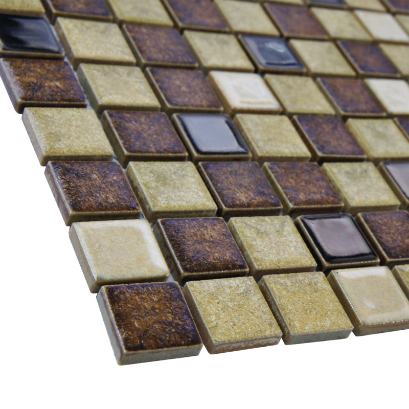 Metal Multi Beige 12-1/4" x 12-1/4" Porcelain Mosaic Tile