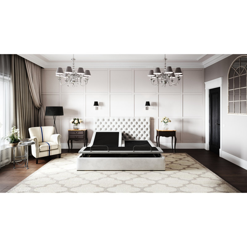 Grand lit réglable Btx5 - Position de la tête et des pieds ajustable, rembourrage de 0,5 cm sur pied de base en contreplaqué, sous éclairage, poids du produit: 147 lb