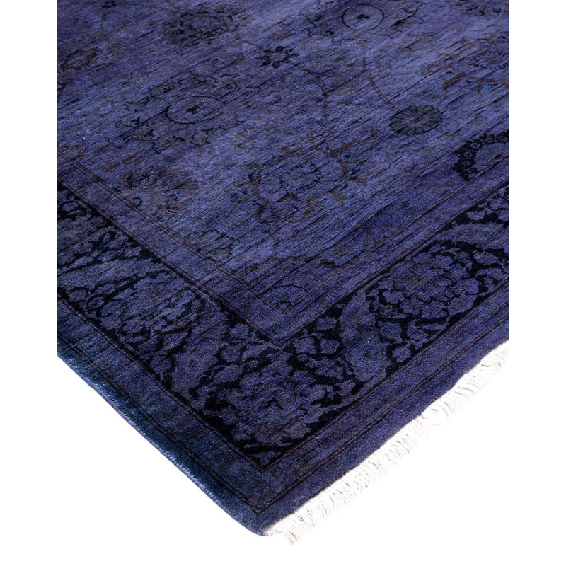 Tapis noir / mauve 3 pi 1 po x 8 pi 5 po Dilton One-of-a-Kind