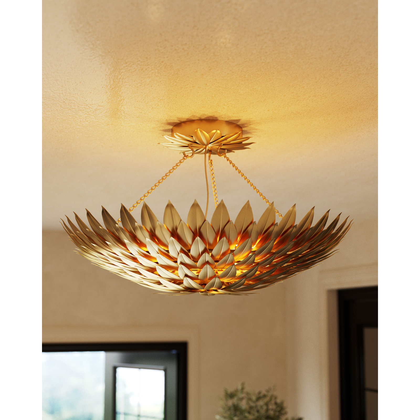 Posie 20-in Aged Gold Semi-Flush Mount