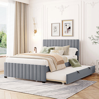 Lit plateforme double avec lit gigogne