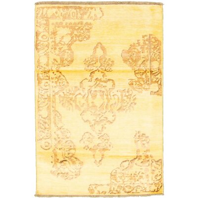 One-of-a-Kind Stryker Hand-Knotted 2010s Yellow 4'7"" x 6'8"" Wool Area Rug -  Fleur De Lis Living, FD85A7406EAF4B2CB0CB1527F69D4A1A