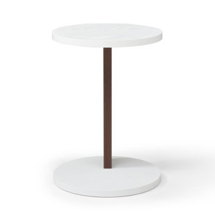 C-Shaped End Table with Wood Frame