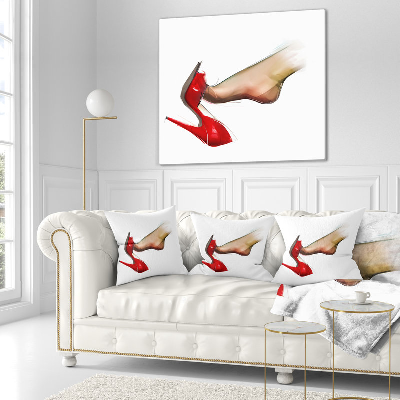 Coussin de chaussure à talon haut, 16 po x 1 po, Coussin décoratif