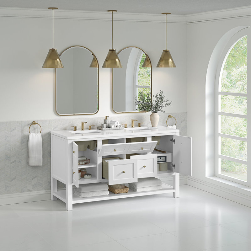 Breckenridge 59.88'' W Double Bathroom Vanity Base, Bright White