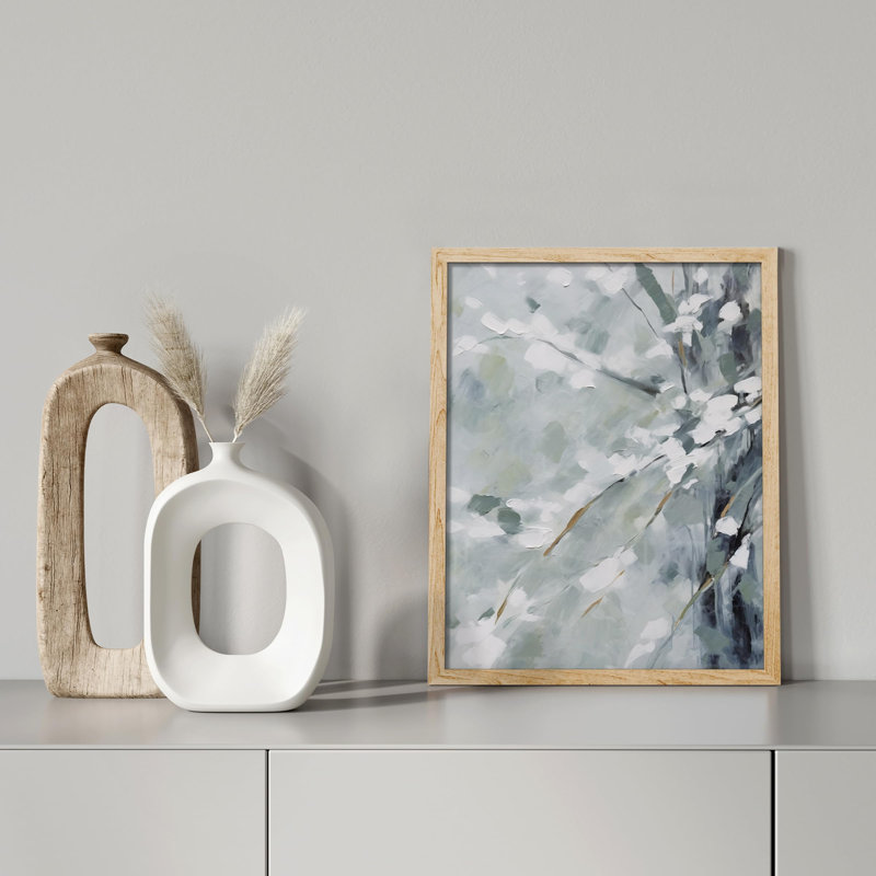 «Abstract Floral Brushstrokes» sur papier, H 10 po x l 8 po, Naturel