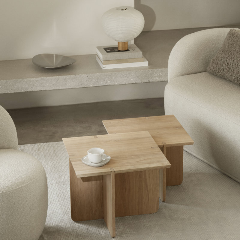 ENGAWA Natural White Oak Side Table - Small, 14.6" H x 17.7" W x 17.7" D, Black