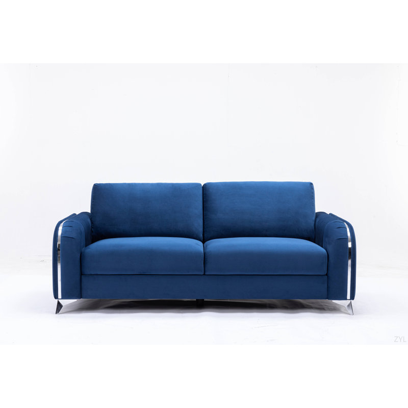 Wenona Blue Velvet Sofa, Blue