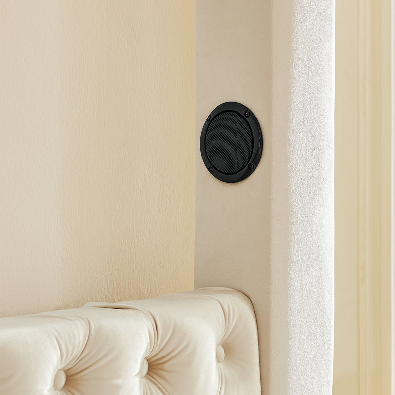 Structure de lit à baldaquin, lit plateforme tapissier avec tête de lit capitonnée, haut-parleur Bluetooth intégré, ports de charge USB-A et USB-C