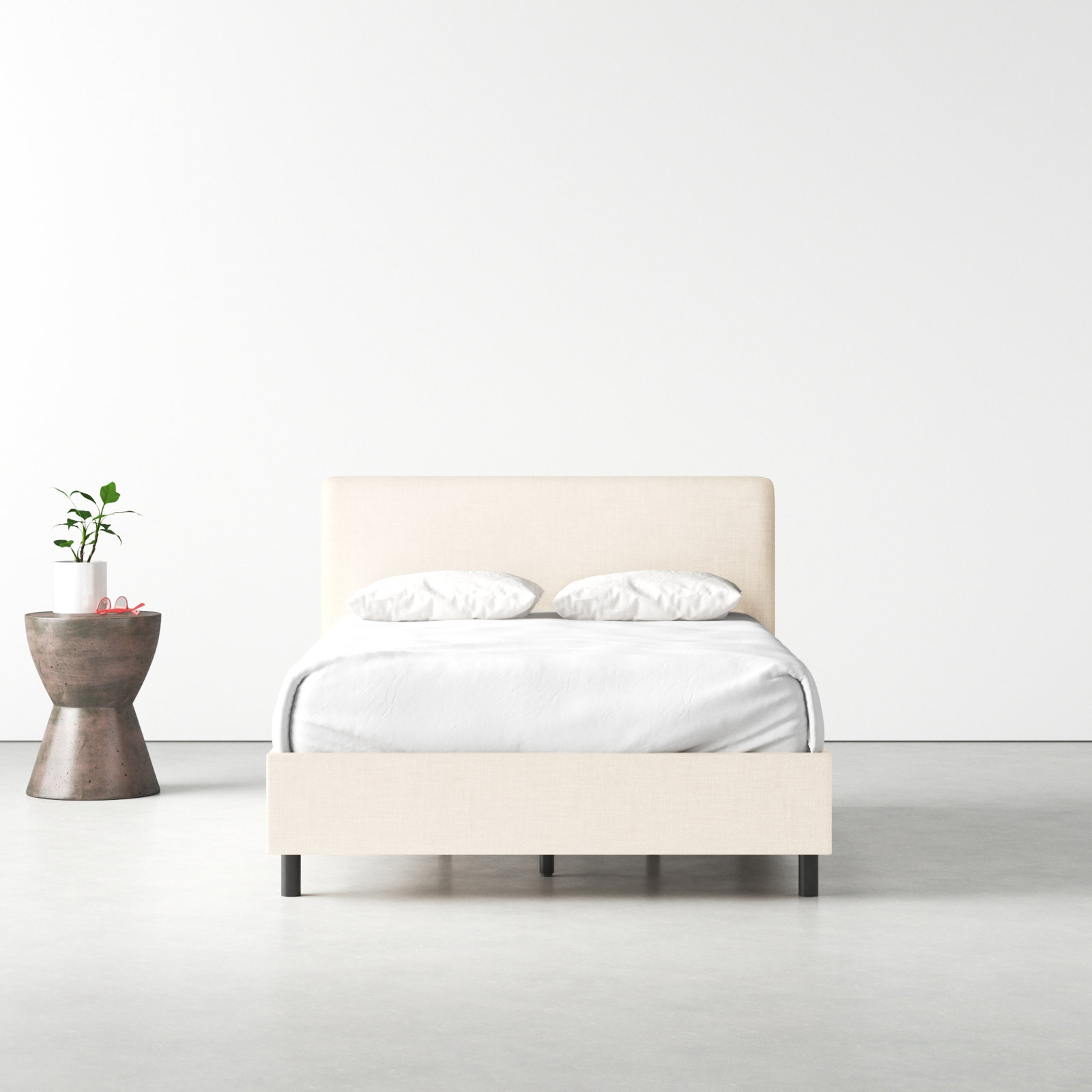 Eisley Upholstered Bed, Queen, Zuma White Textured Linen