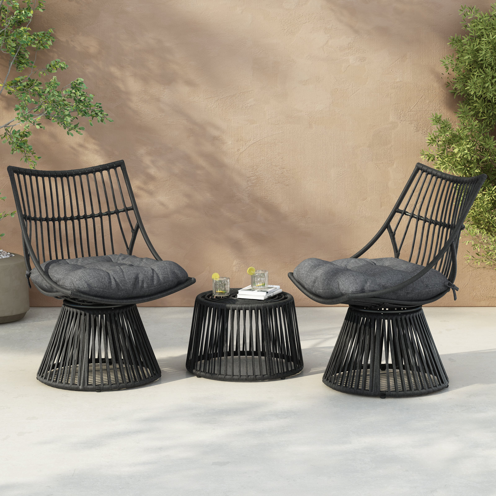 Fiona 2 - Person Patio Seating Group, Gray, Gray