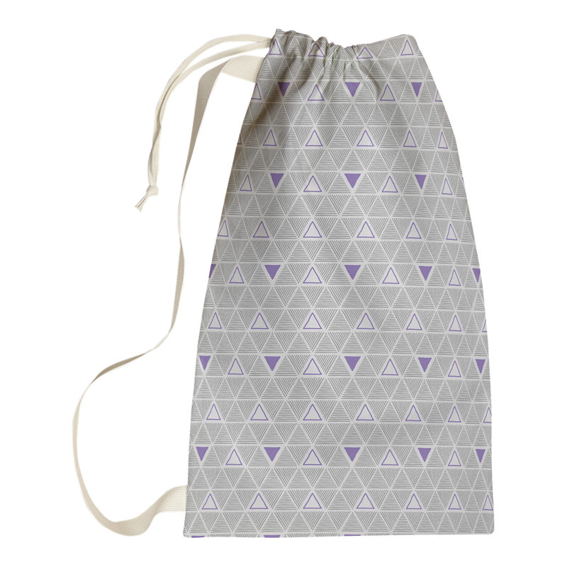 Sac à linge triangles dessinés à la main, H 36 po x l 28 po x P 1,5 po, Mauve