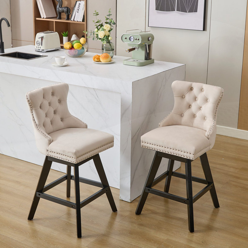 Ensemble de 2 tabourets pivotants, Beige