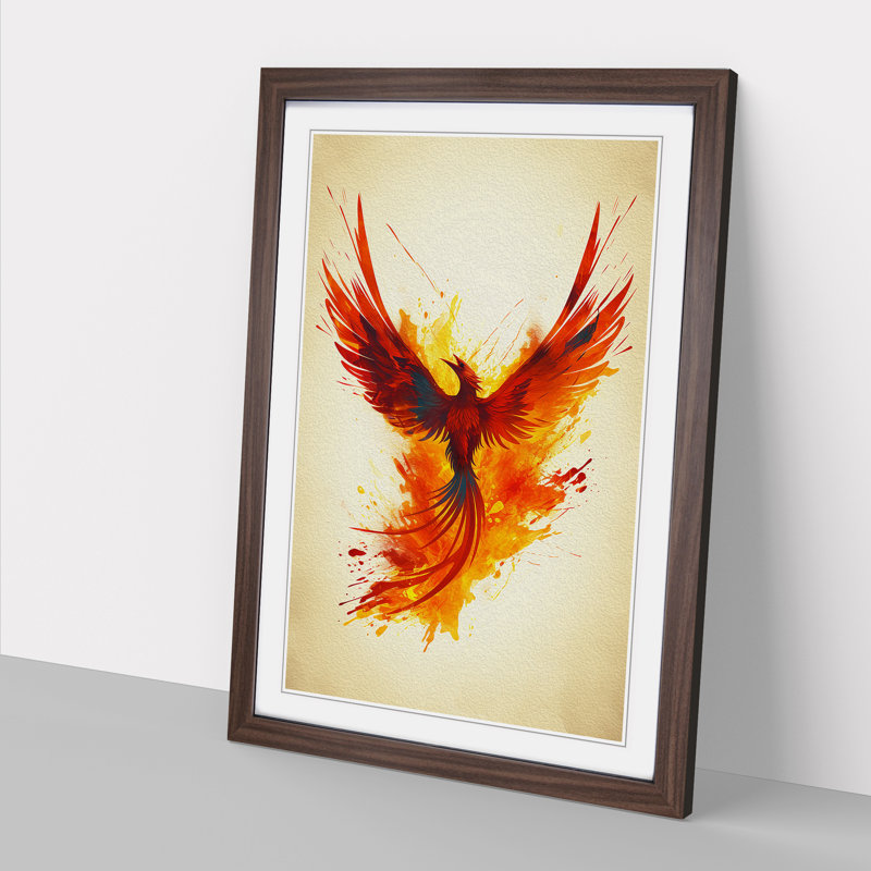 Phoenix Minimalism - Single Picture Frame Print on Wood, 34cm H x 25cm W x 2cm D, Walnut