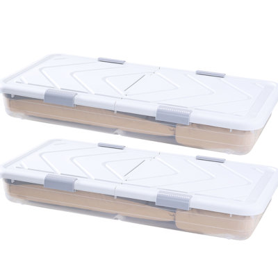 Rangement sous le lit avec roulettes, 39,8 po x 20,1 po x 5,9 po, paquet de 2, spacieux pour livres à vêtements, rangement à roulettes sur le dessus, divers articles, preuve, poignées latérales