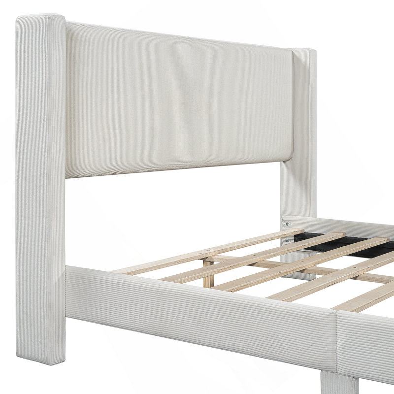 Upholstered Platform Bed, Beige