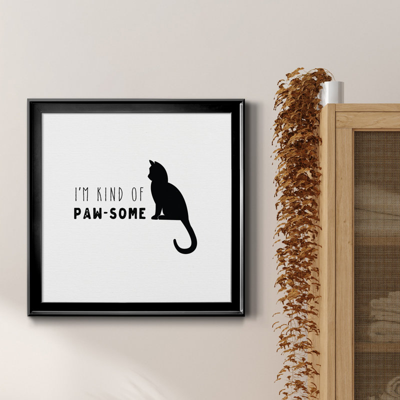 «Pawsome Cat», reproduction d'art graphique sur toile, Cadre noir, H 34,5 po x l 34,5 po x P 1,5 po