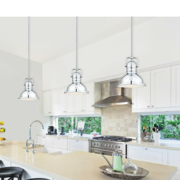 Mini-luminaire suspendu à 1 lumière Christianna, Chrome, Oui, H 11,75 po x l 10,75 po x P 10,75 po