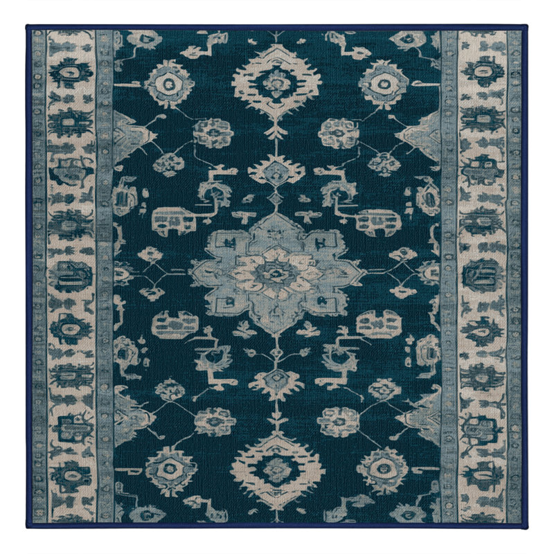 Tapis bleu lavé à la machine, Carré 3 pi