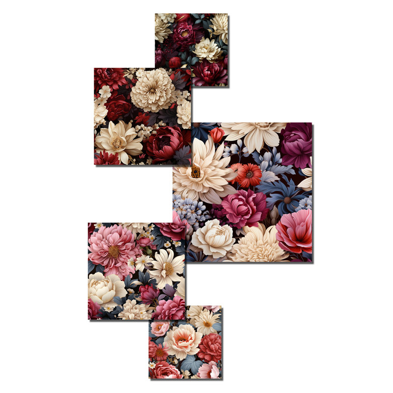 Benoît - ensemble d'art mural floral de 5