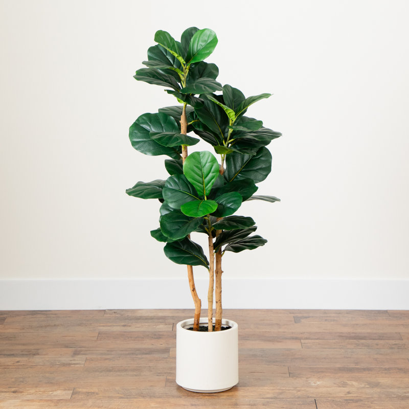 Arbre à violon artificiel en pot décoratif blanc, H 48 po x l 18 po x P 18 po