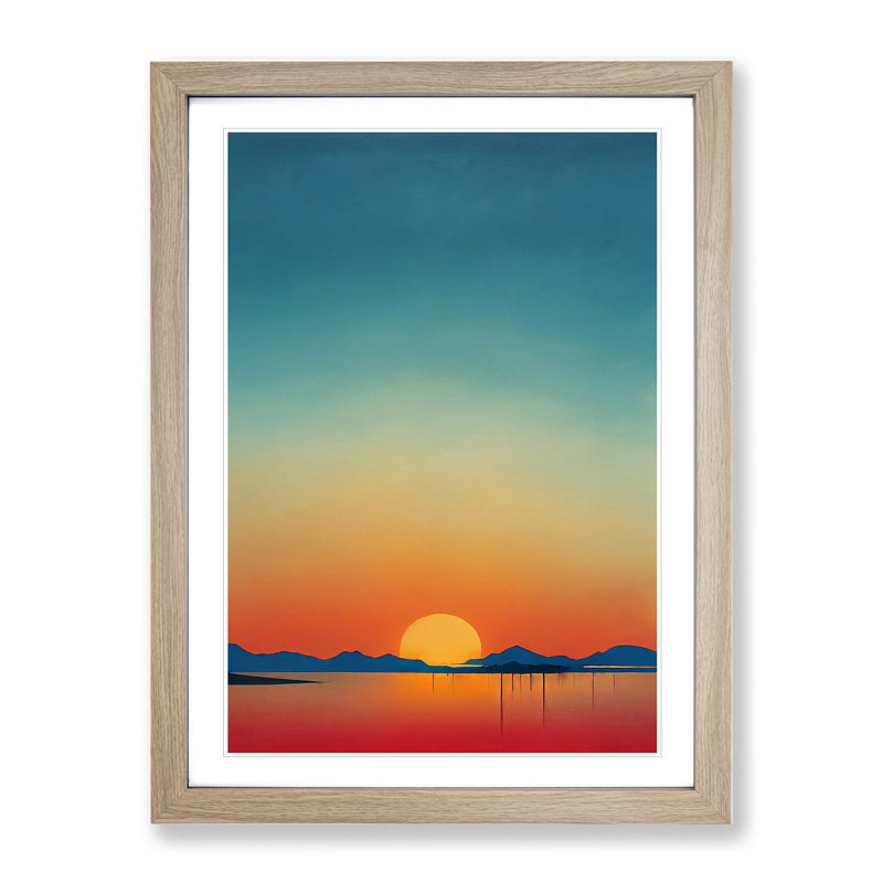 Bewitching Sunset - Single Picture Frame Print, 34cm H x 25cm W x 2cm D, Oak