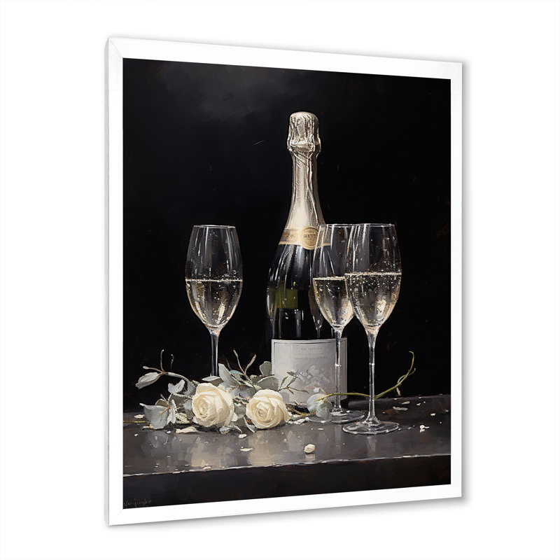 «Cuves Sparkling Champagne», reproduction sur toile, Cadre simple blanc, H 20 po x l 12 po x P 1 po