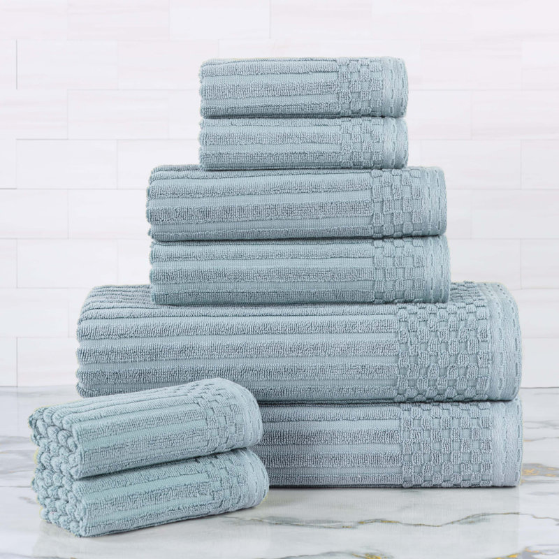 Collection de serviettes en coton Soho Spa, Bleu ardoise, Ensemble de serviettes 8 pièces
