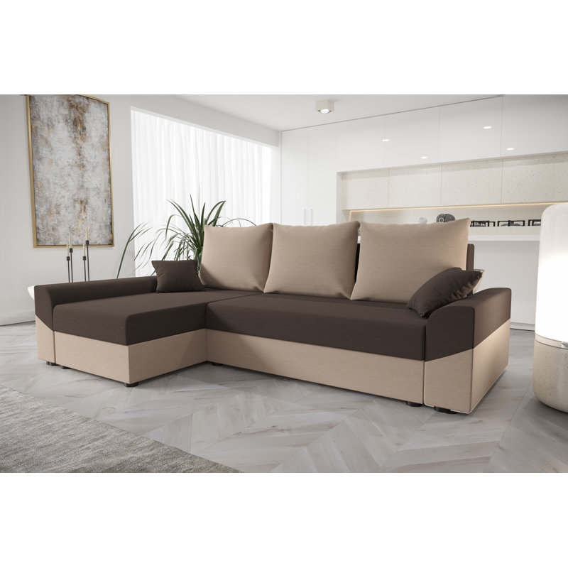 Shally 4 Seater Corner Sofa , Brown/Beige - Rainbow41/Rainbow05, Left -sided